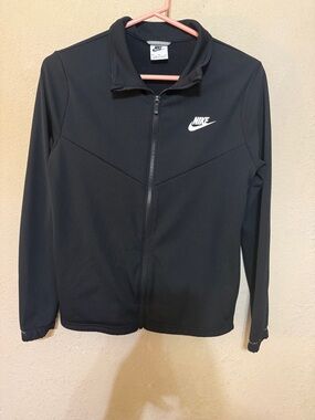 Nike Black Jacket with White Swoosh Logo youth
